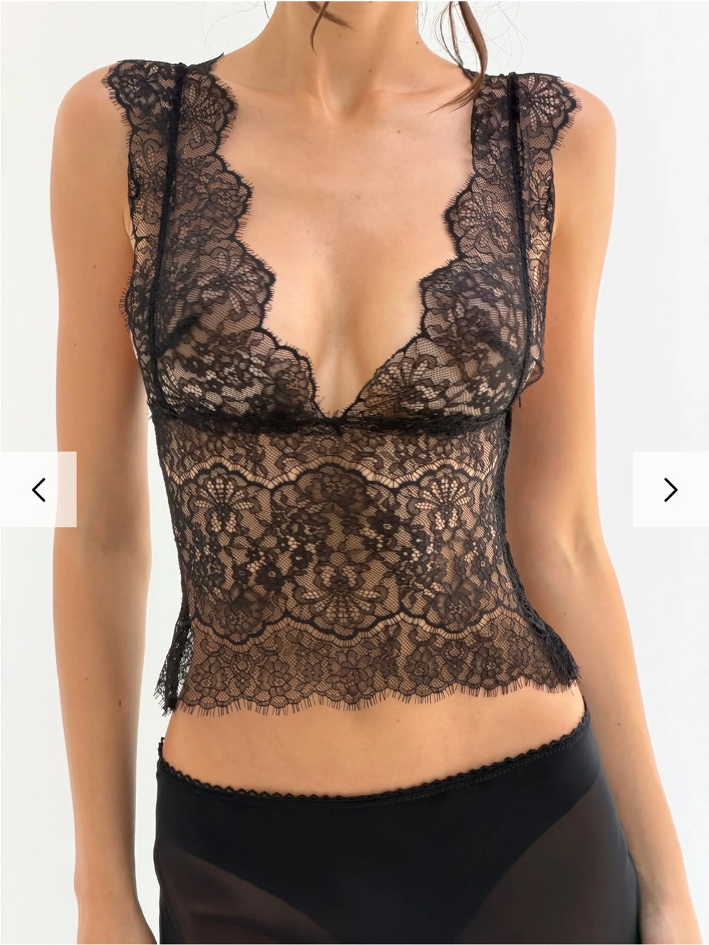 Black Floral Lace Sheer Camisole Top